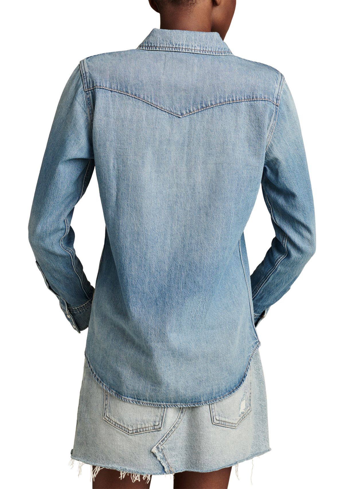 Long Sleeve Snap Front Denim Shirt
