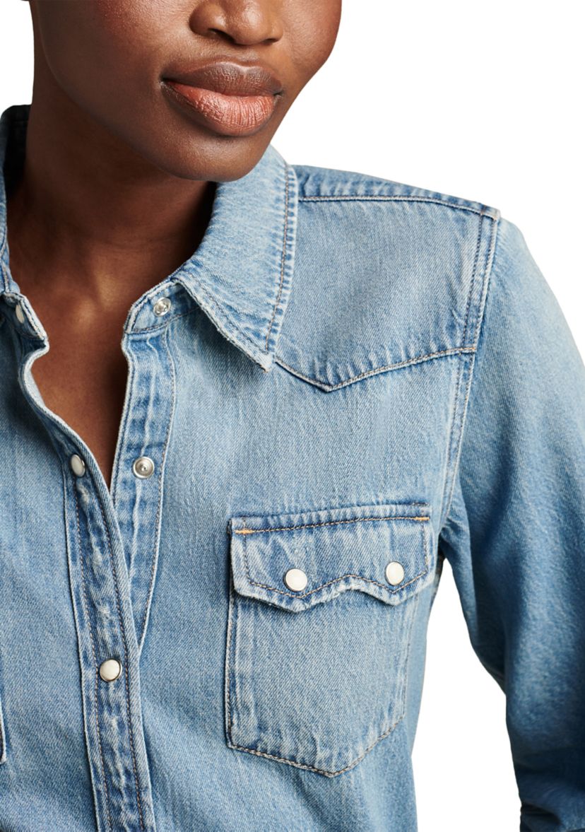 Long Sleeve Snap Front Denim Shirt