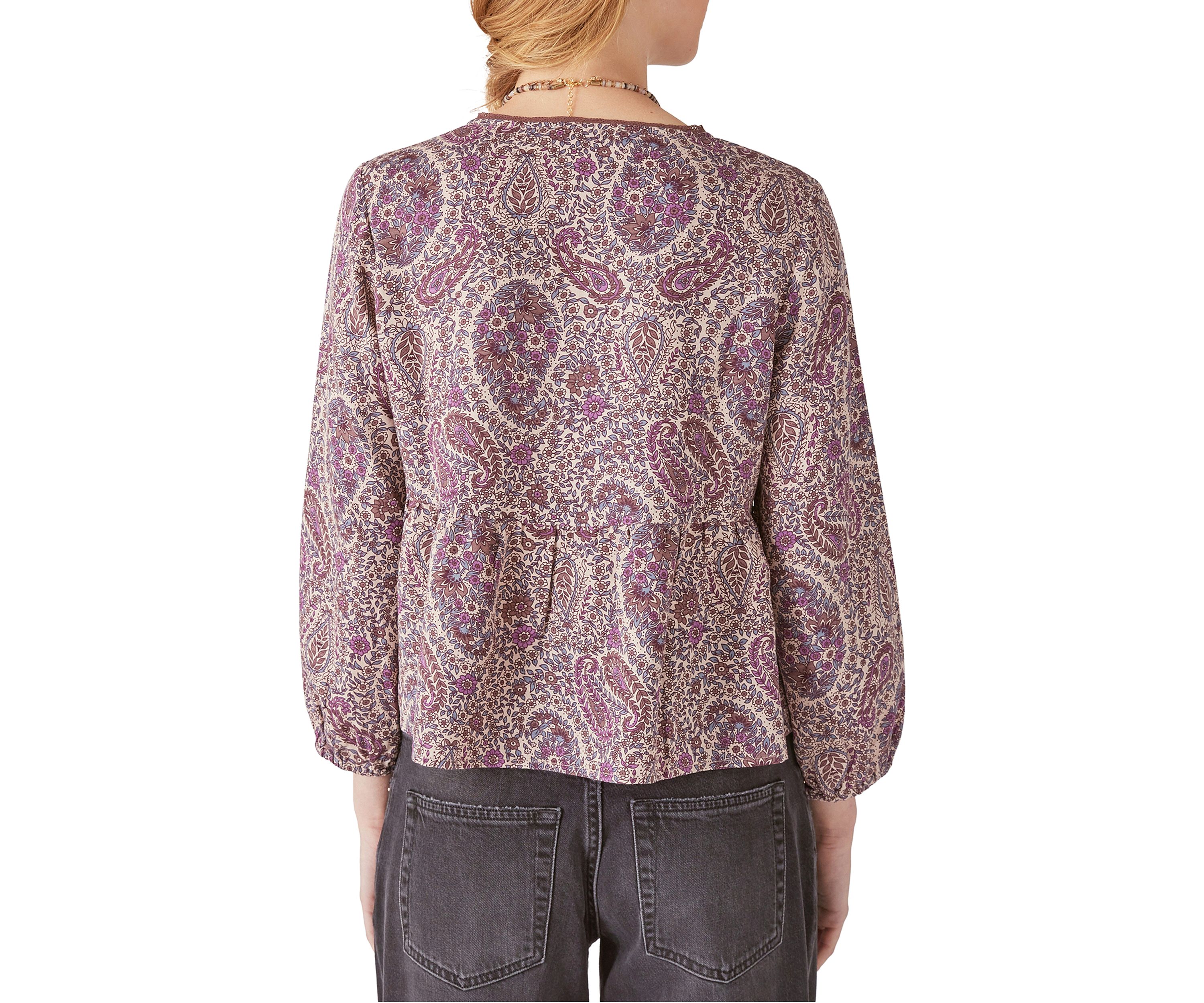 Printed Lace Babydoll Top