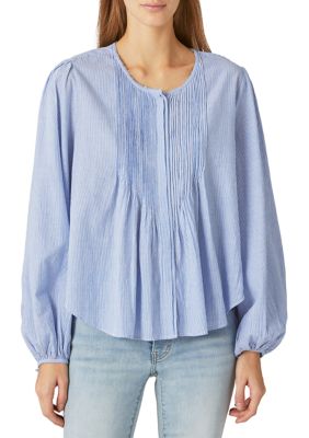 Lucky Brand Button Down Pintuck Top - Women's Clothing Button Down