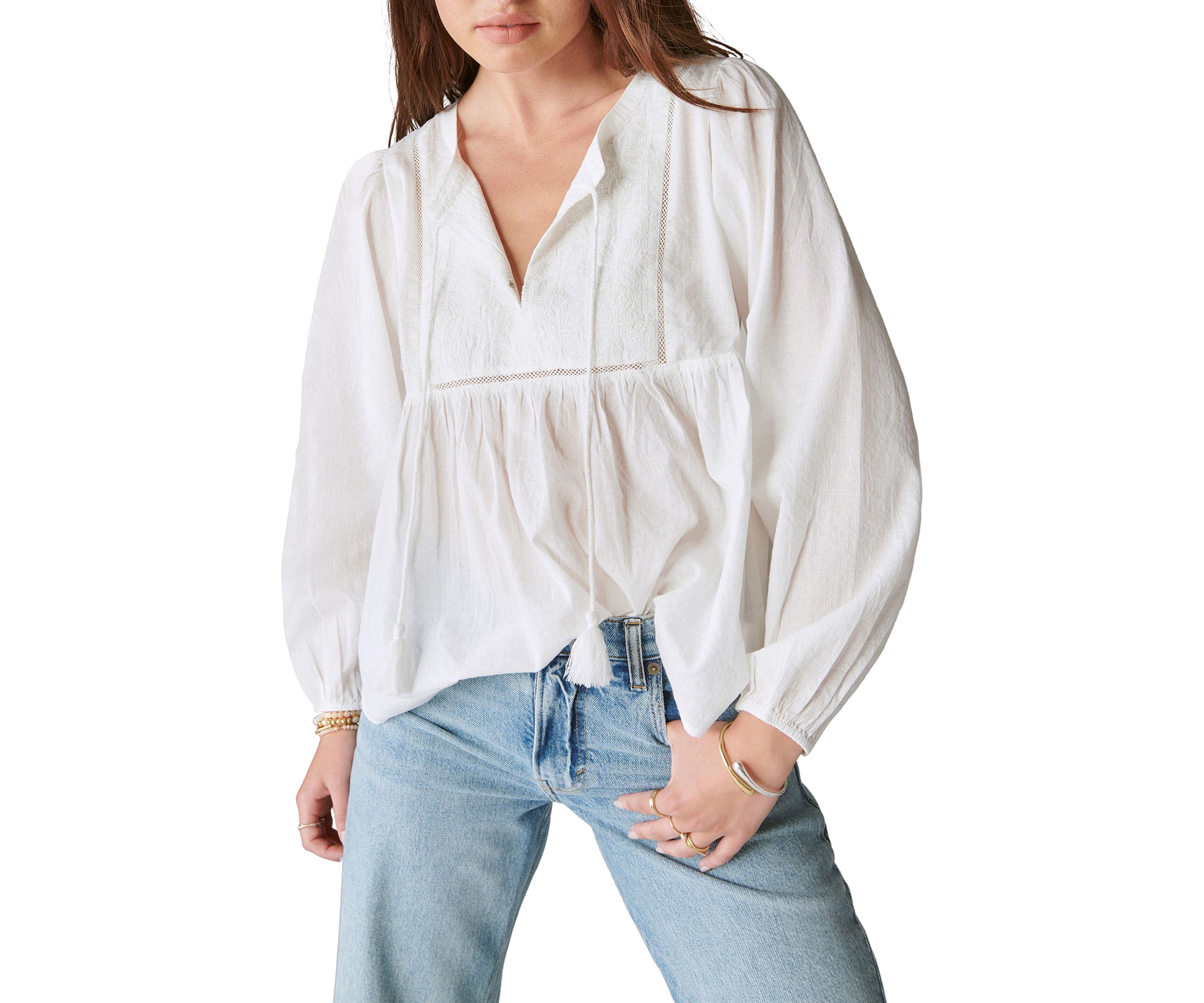 Womens Long Sleeve Peasant Blouse