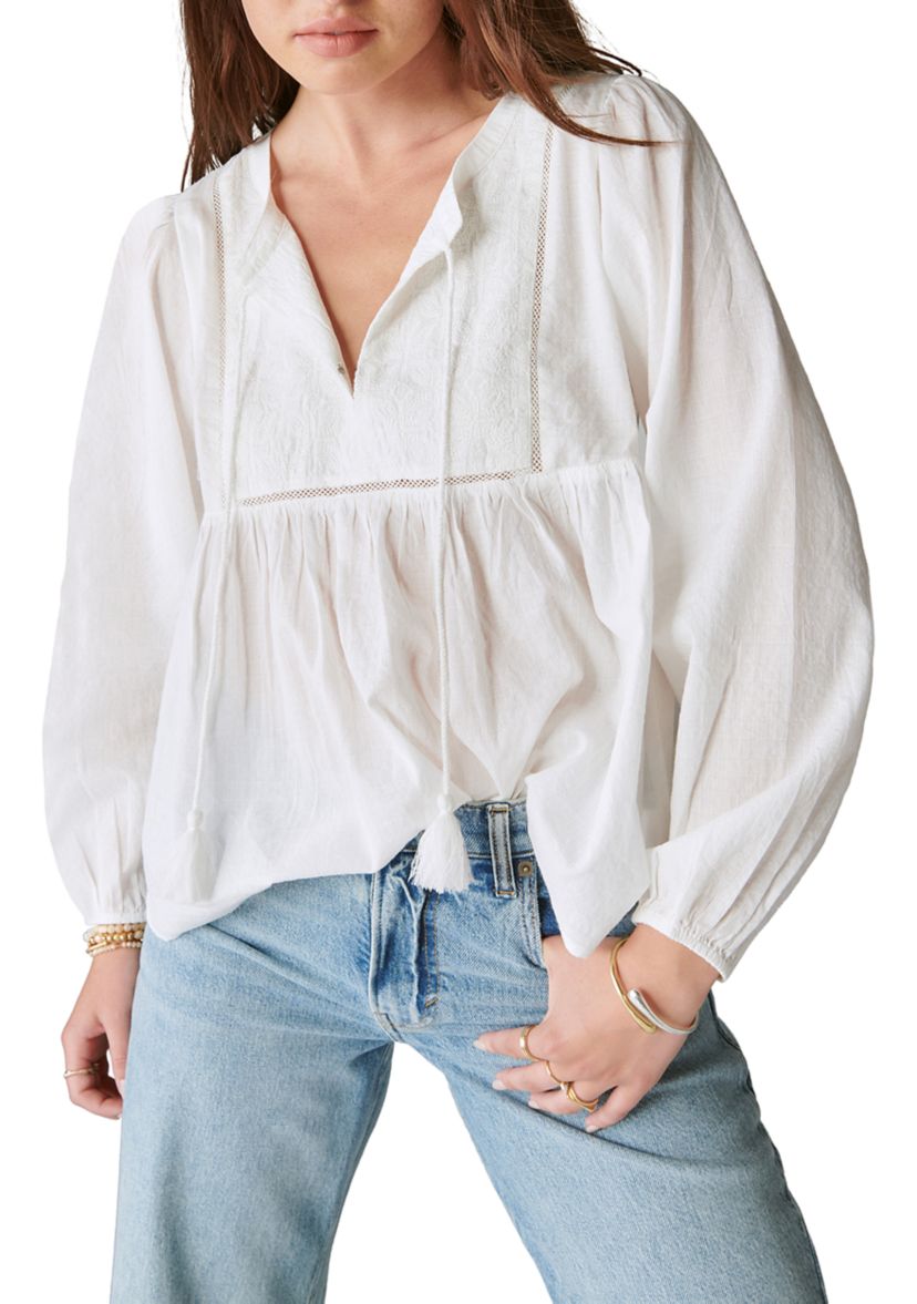 Womens Long Sleeve Peasant Blouse