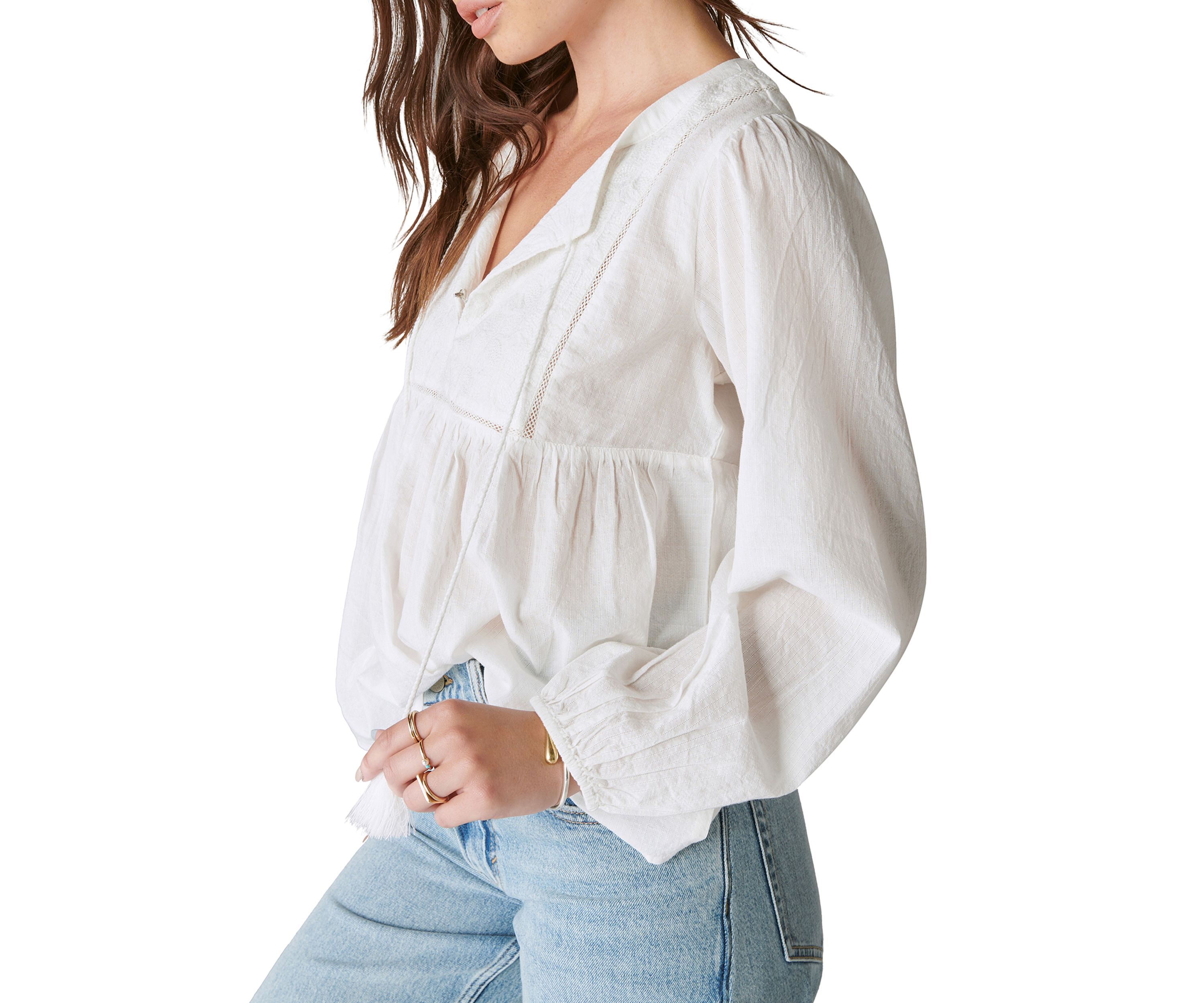 Womens Long Sleeve Peasant Blouse