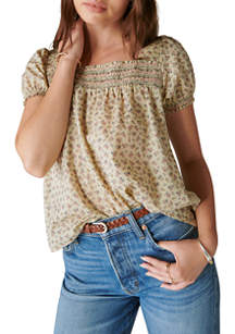 Lucky Brand Women's Ditsy Floral Peasant Top
