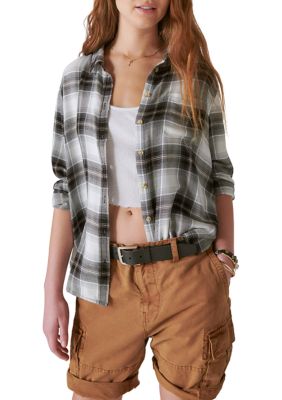 Lucky Brand Women's Plaid Boyfriend Shirt