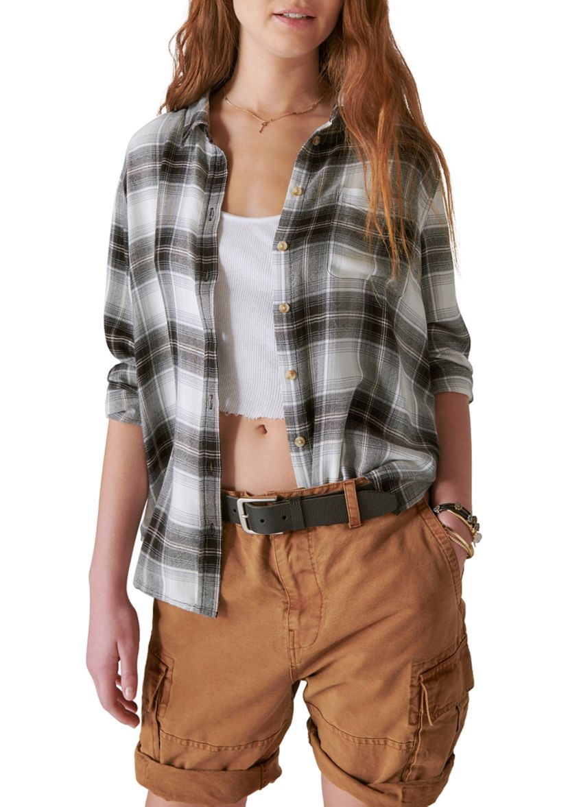 Womens Plaid Boyfriend Shirt