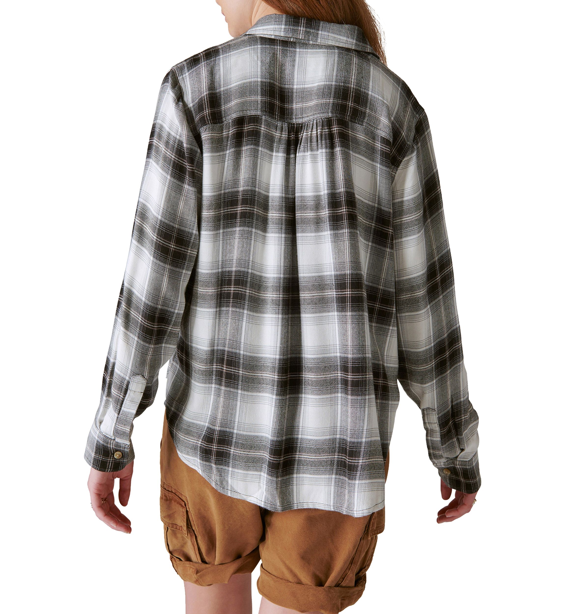 Womens Plaid Boyfriend Shirt