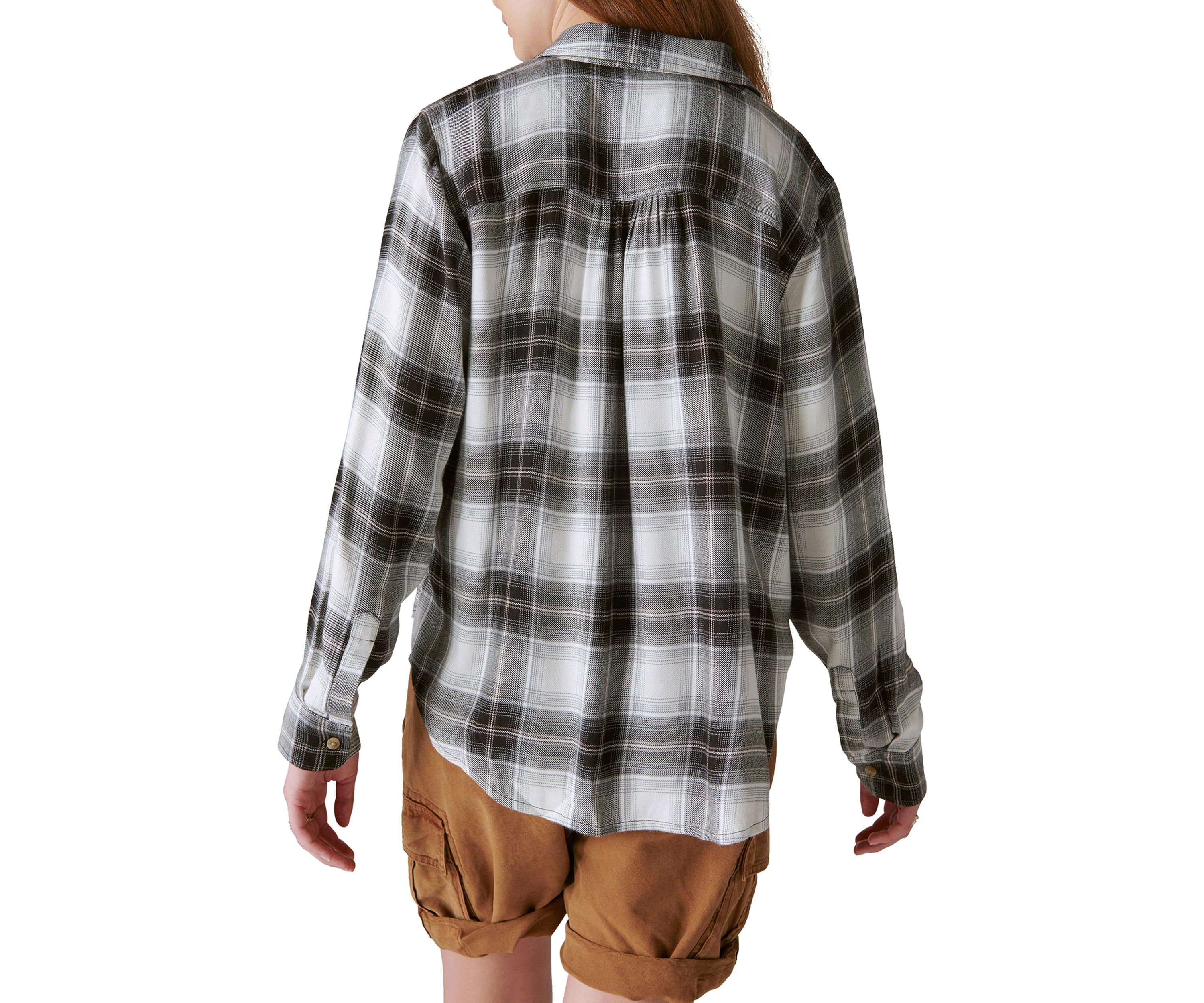 Womens Plaid Boyfriend Shirt
