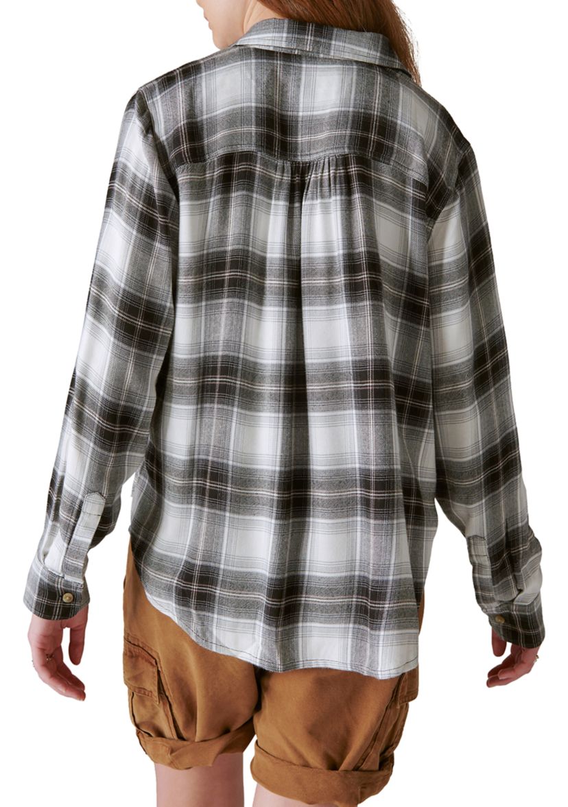 Womens Plaid Boyfriend Shirt