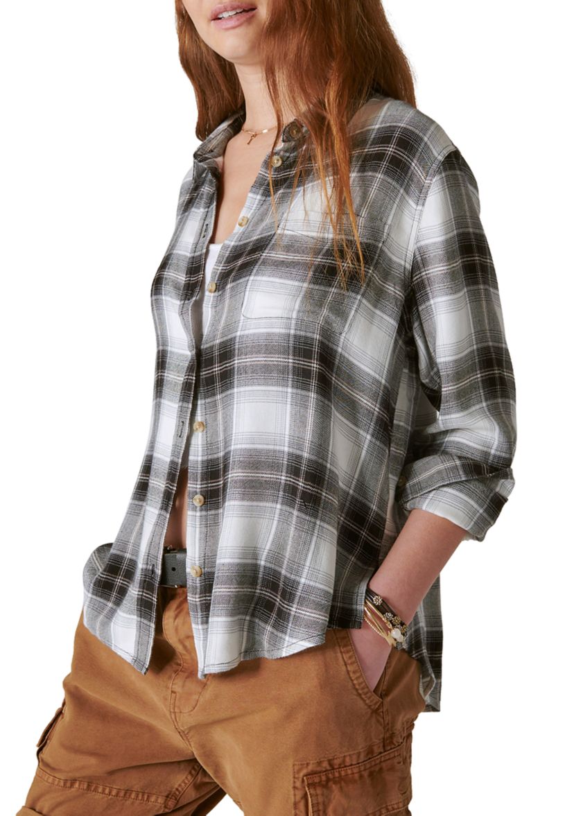 Womens Plaid Boyfriend Shirt