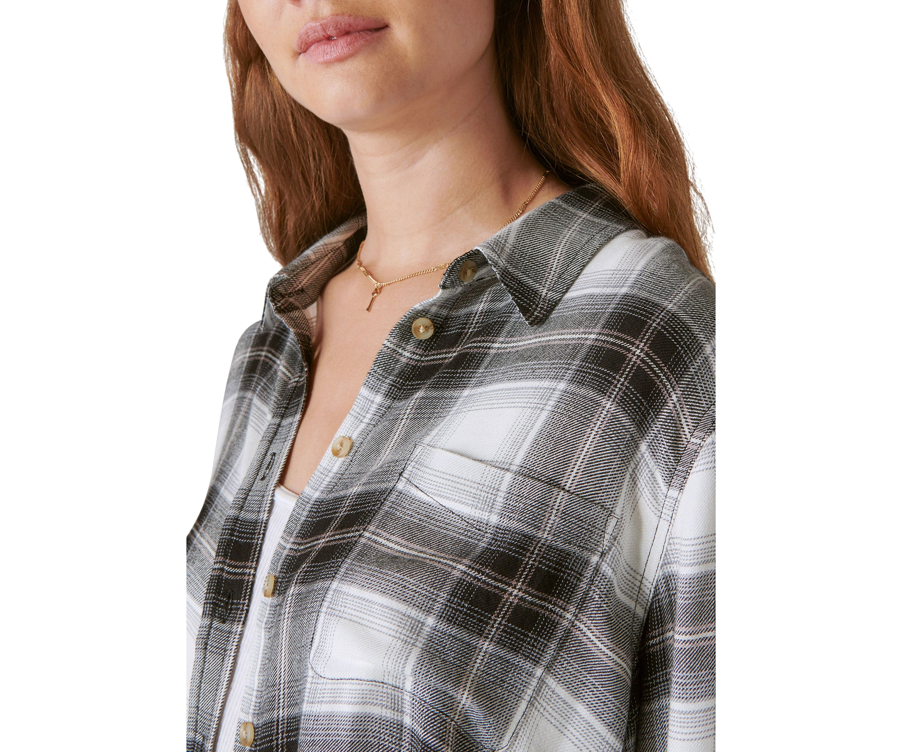 Womens Plaid Boyfriend Shirt
