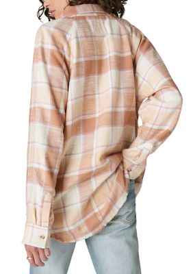 Women's Oversized Distressed Button Down Top