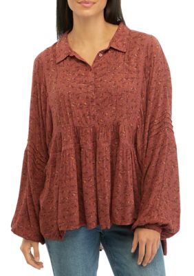 Women's Floral Printed Popover Top