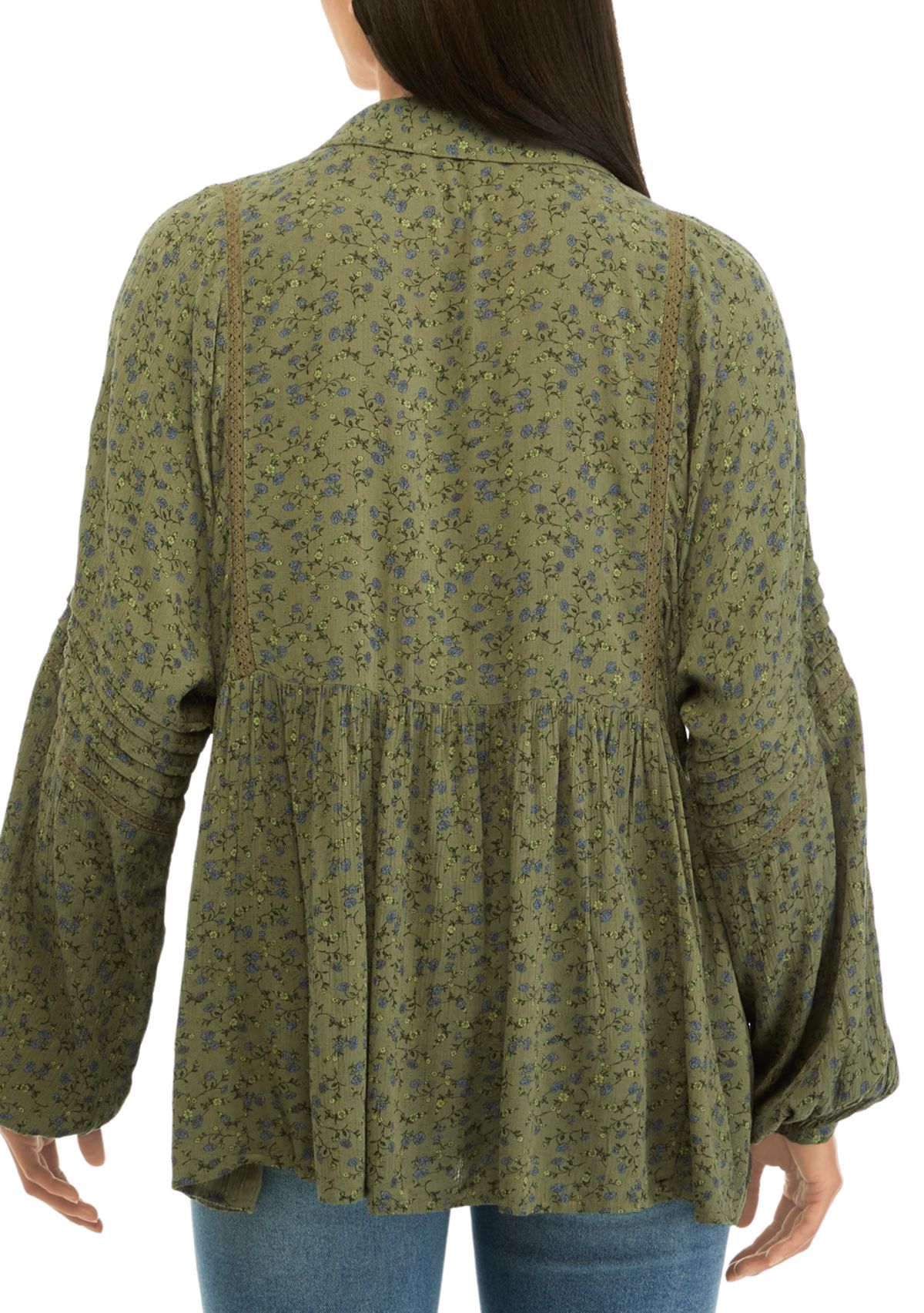 Womens Floral Printed Popover Top
