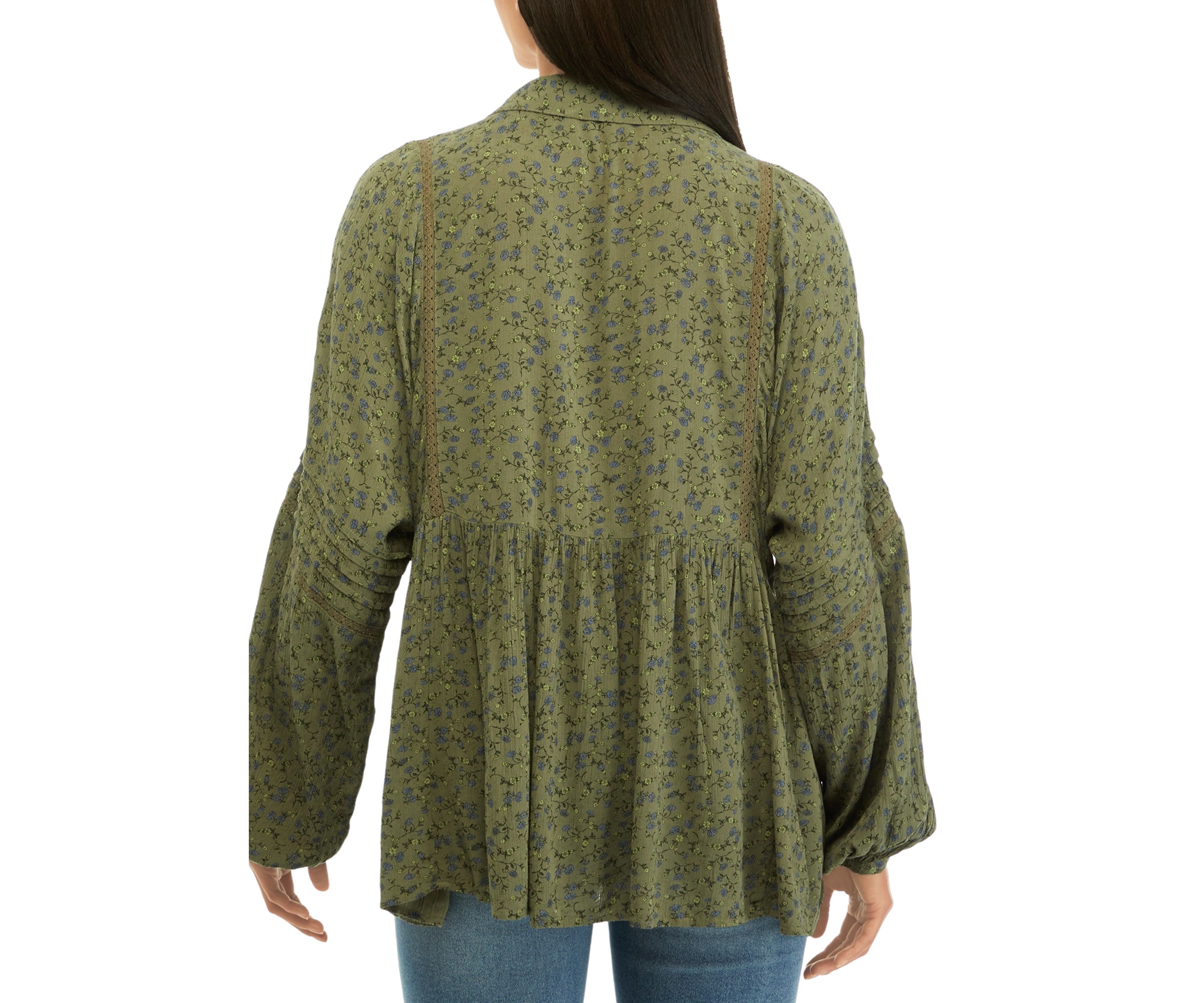 Womens Floral Printed Popover Top