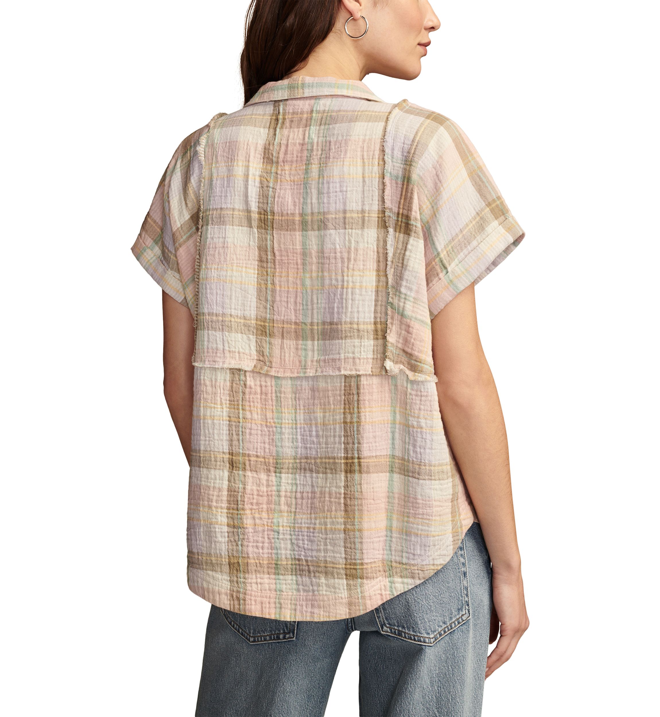 Womens Plaid Printed Camp Shirt