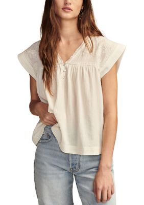 Women's Embroidered V-Neck Top