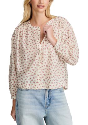 Women's Floral Printed Smocked Detail Blouse