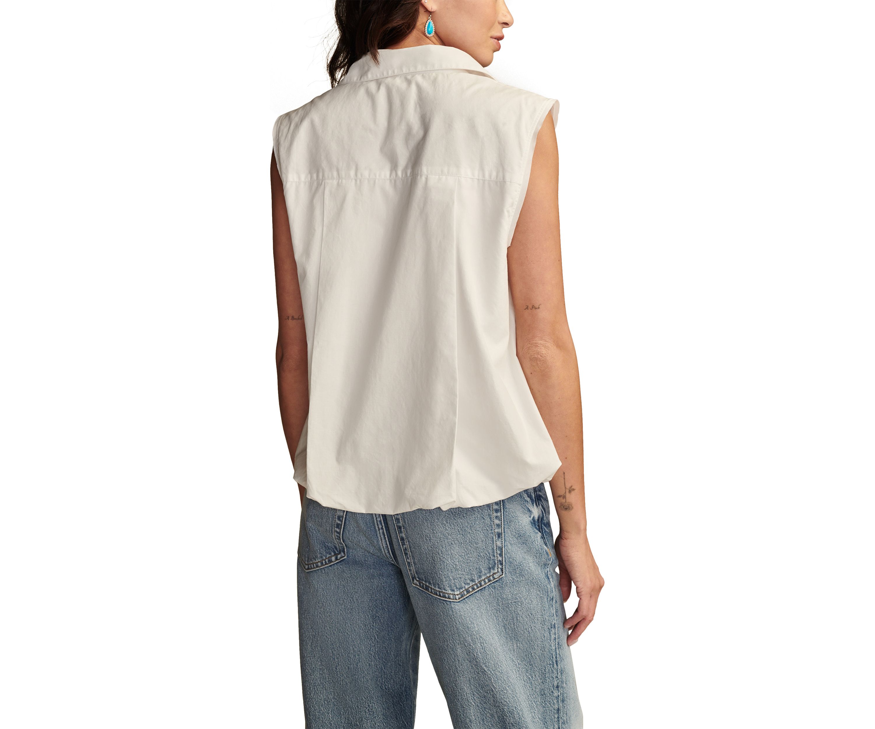 Womens Sleeveless Side Slit Shirt 