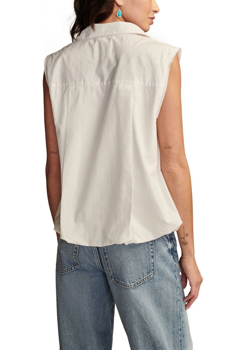 Womens Sleeveless Side Slit Shirt 