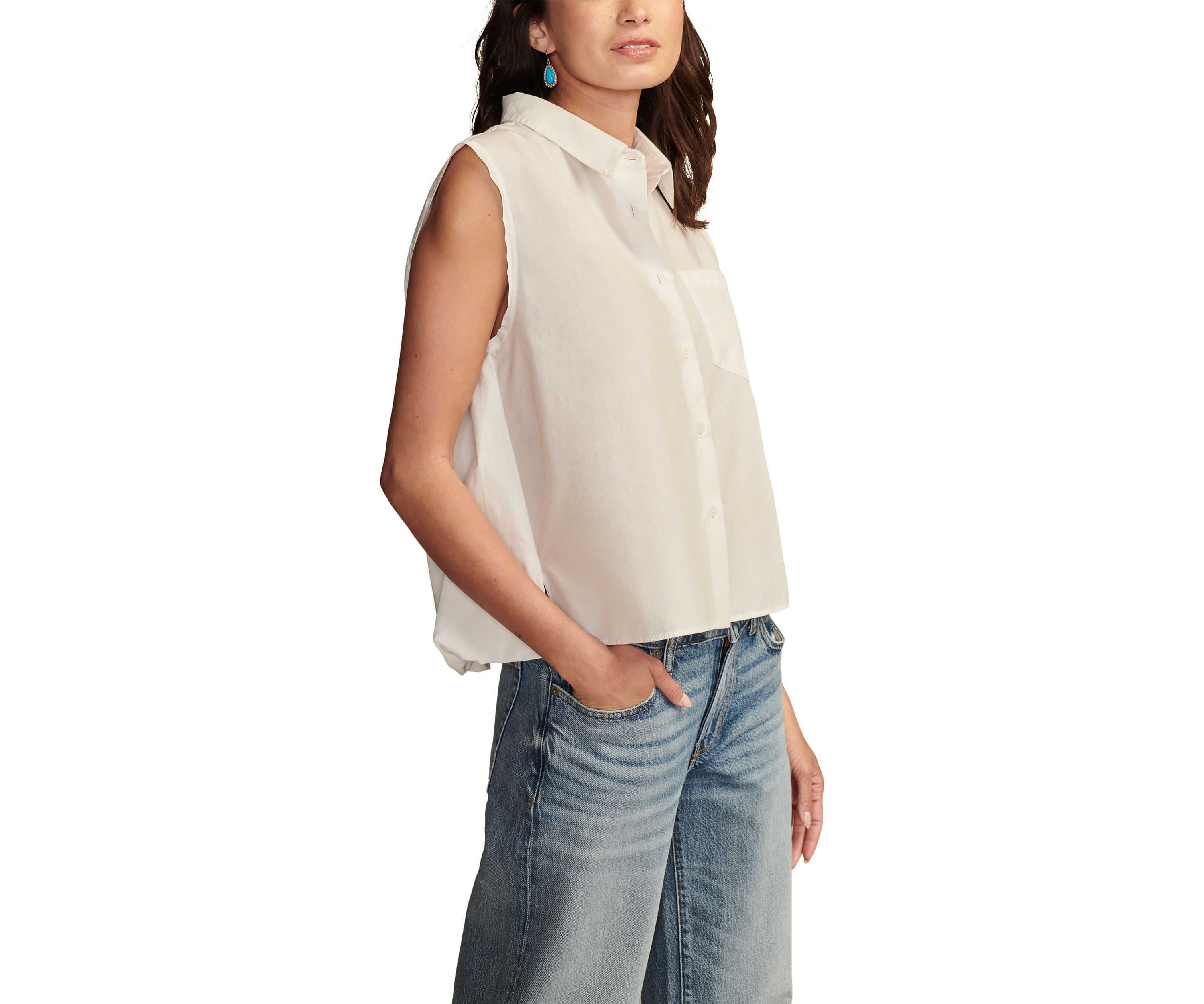Womens Sleeveless Side Slit Shirt 