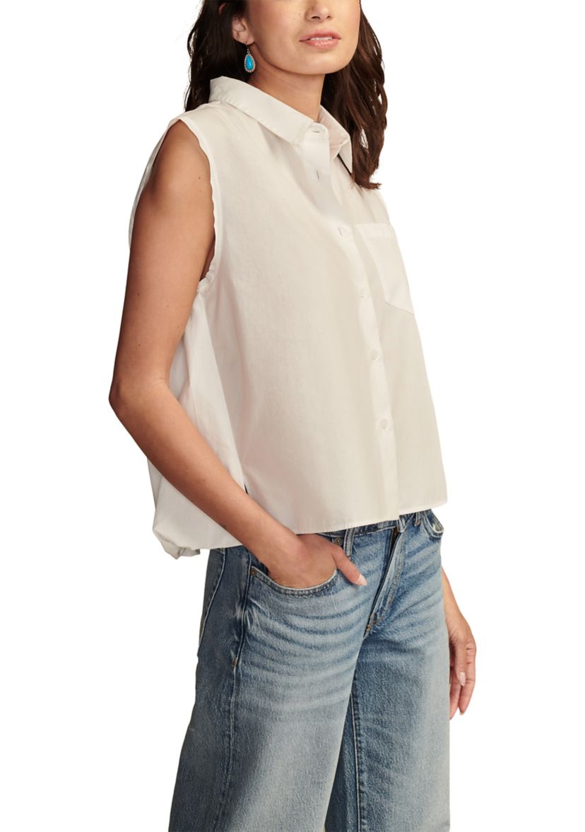 Womens Sleeveless Side Slit Shirt 