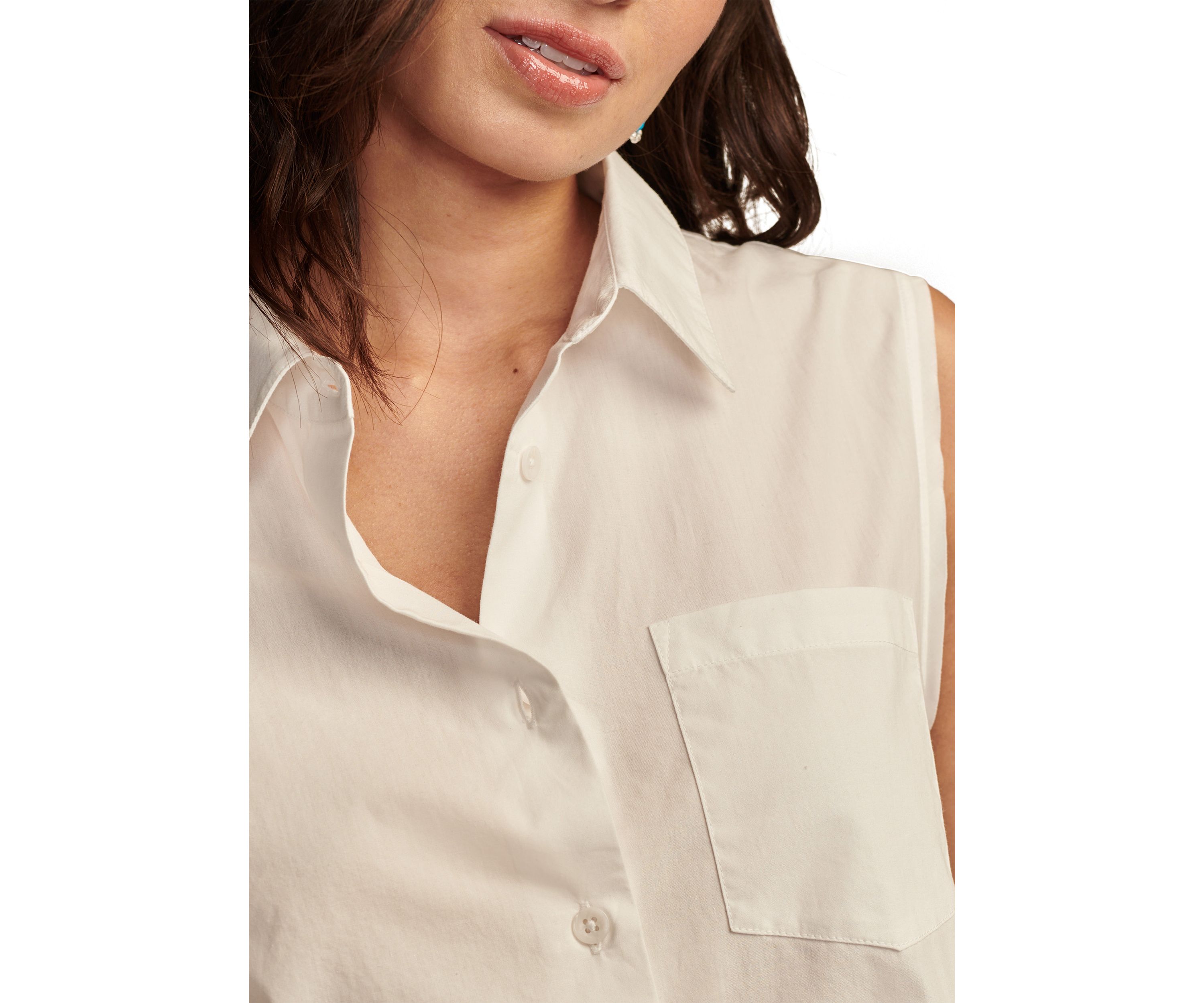 Womens Sleeveless Side Slit Shirt 