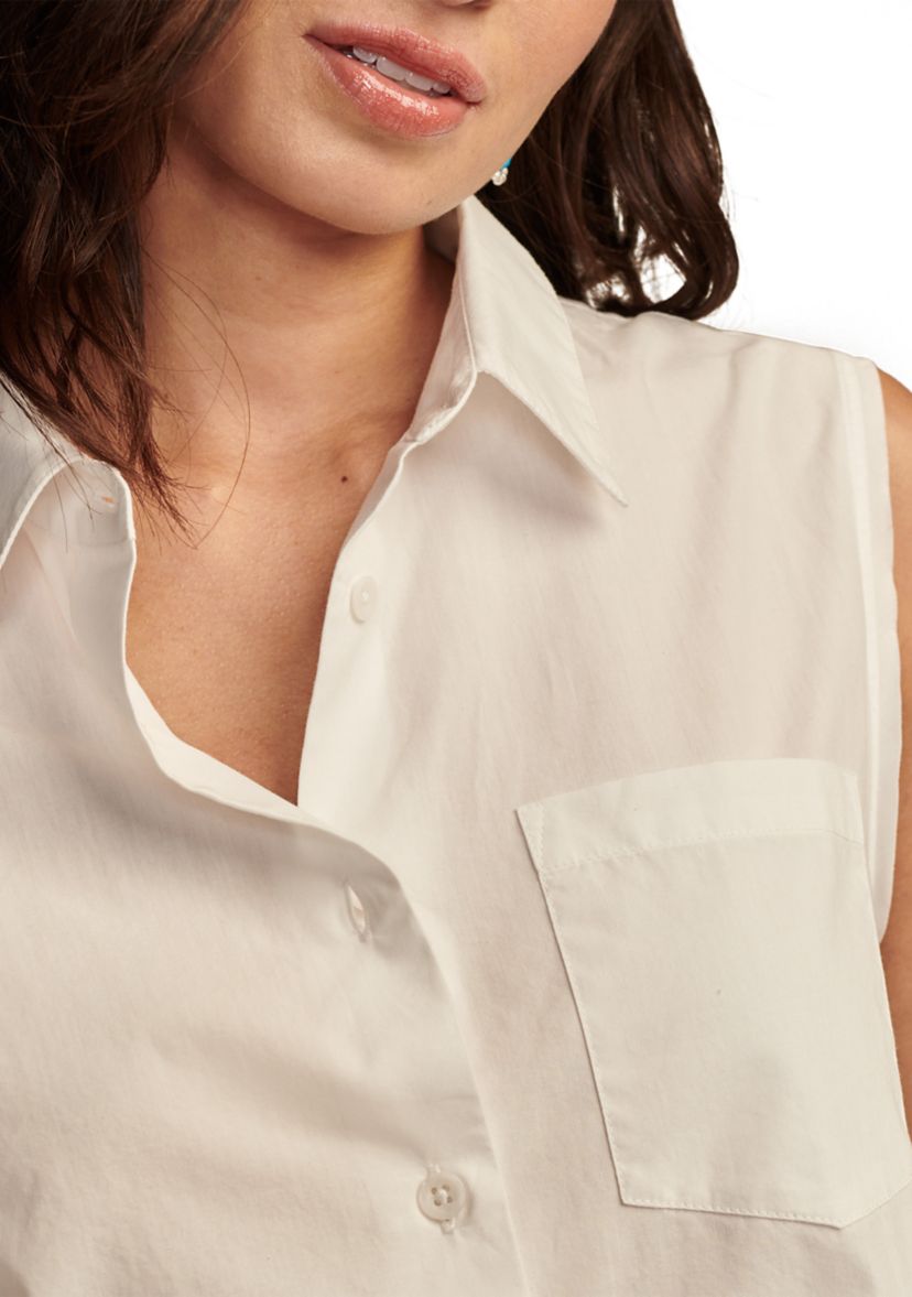 Womens Sleeveless Side Slit Shirt 