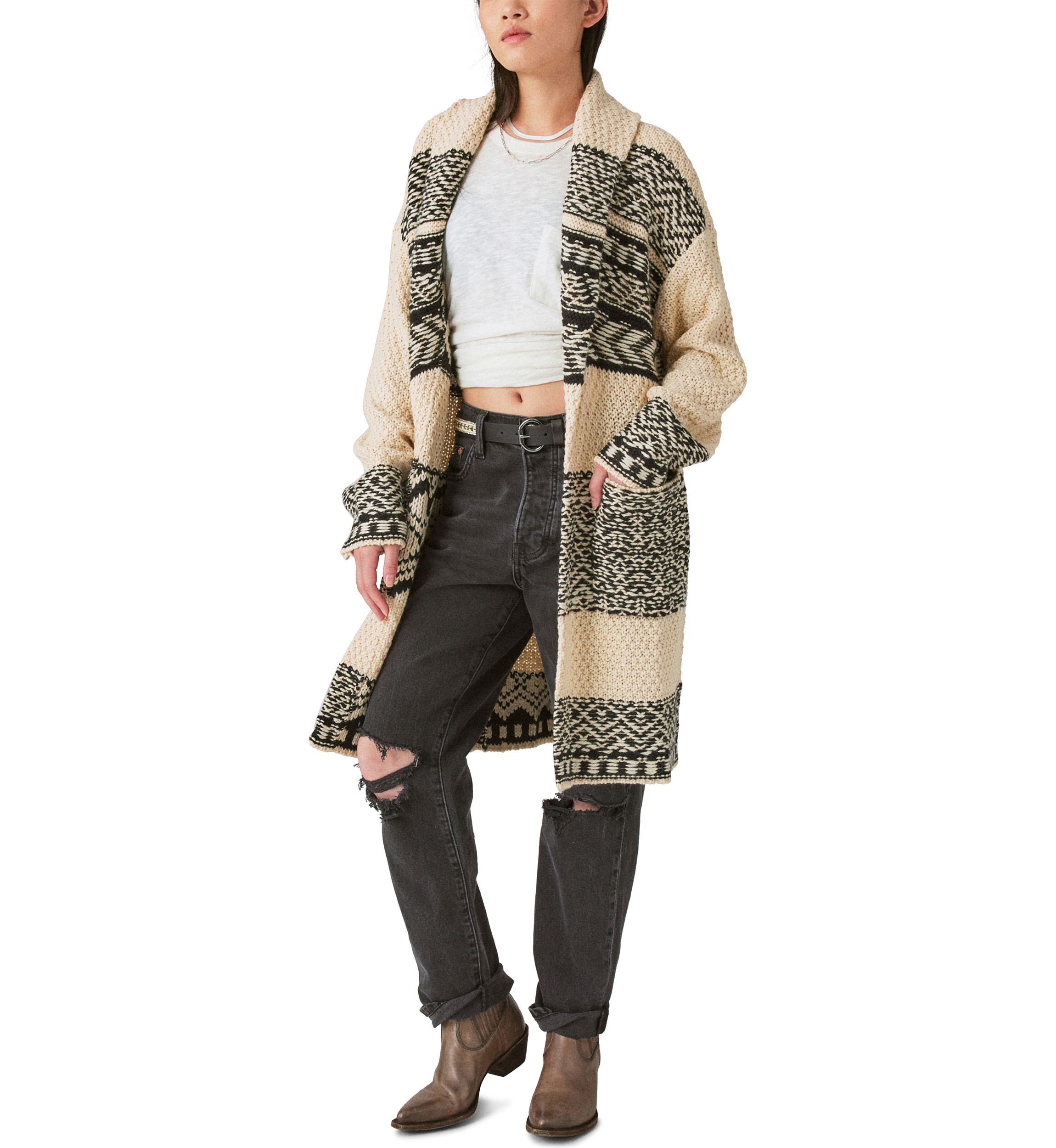 Long Sleeve Fair Isle Coatigan
