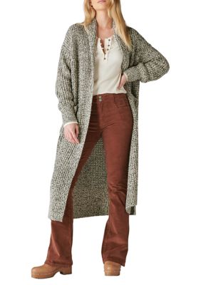 Laid Back Lifestyle Open Front Crochet Knit Cardigan (Beige