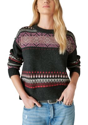 Lucky Brand Womens Knitted Sweater Pullover Crew Neck Long Sleeves Bla –  Goodfair