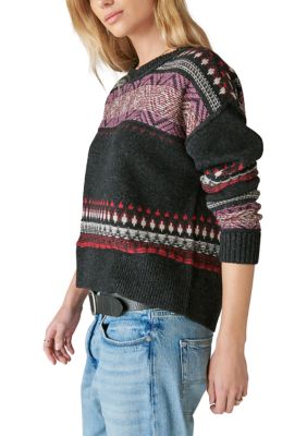 Women's High Low Fair Isle Printed Sweater