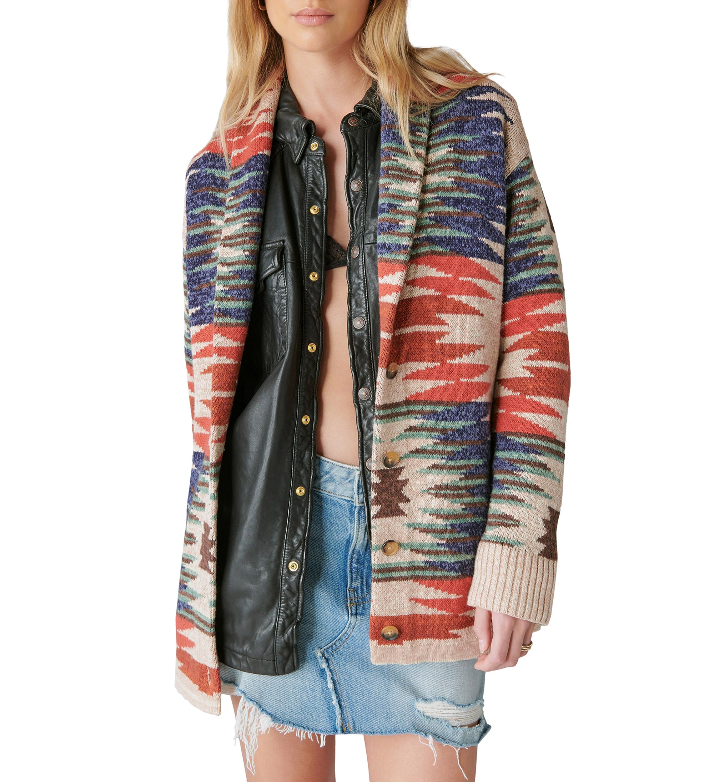 Womens Southwestern Sweater Knit Cardigan