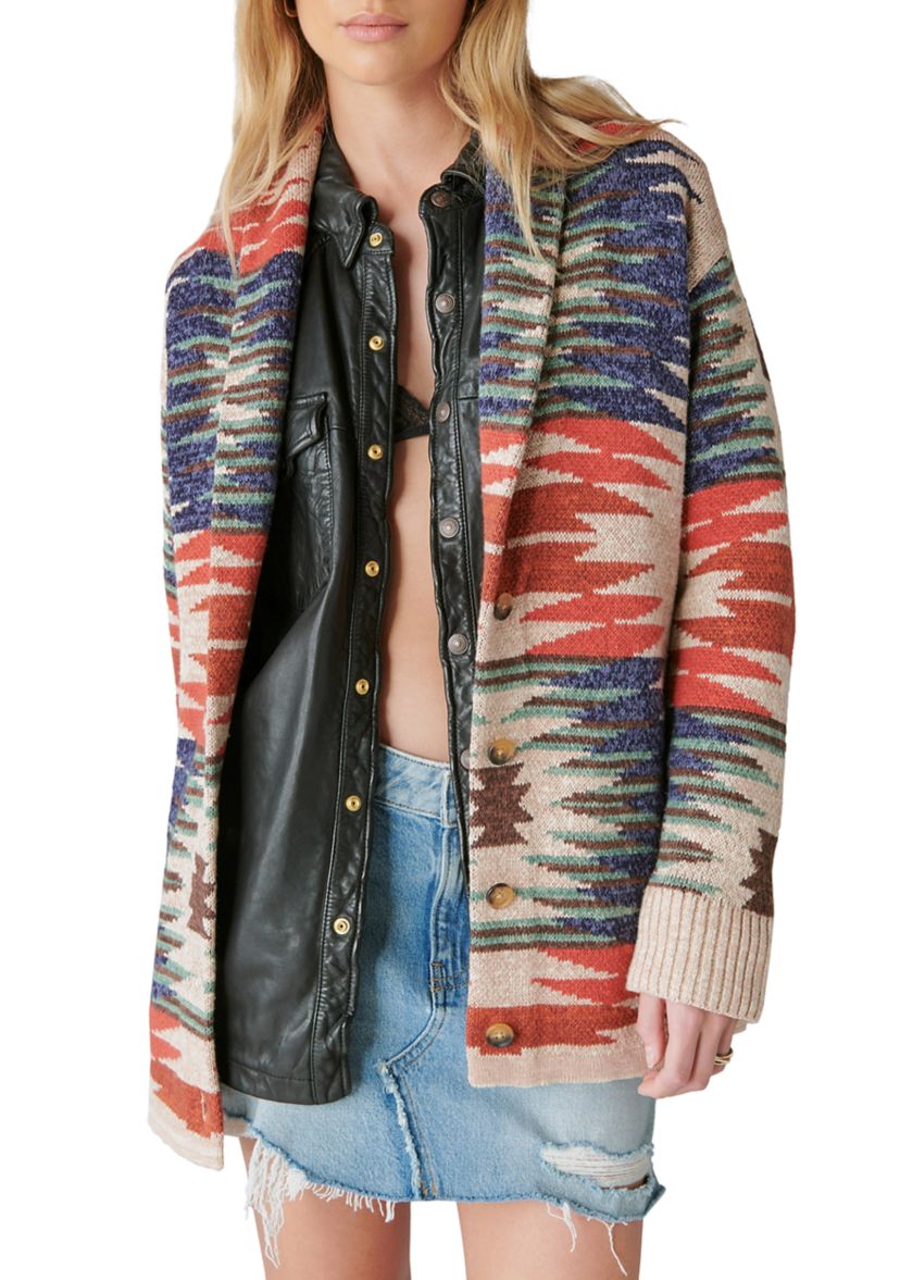 Womens Southwestern Sweater Knit Cardigan