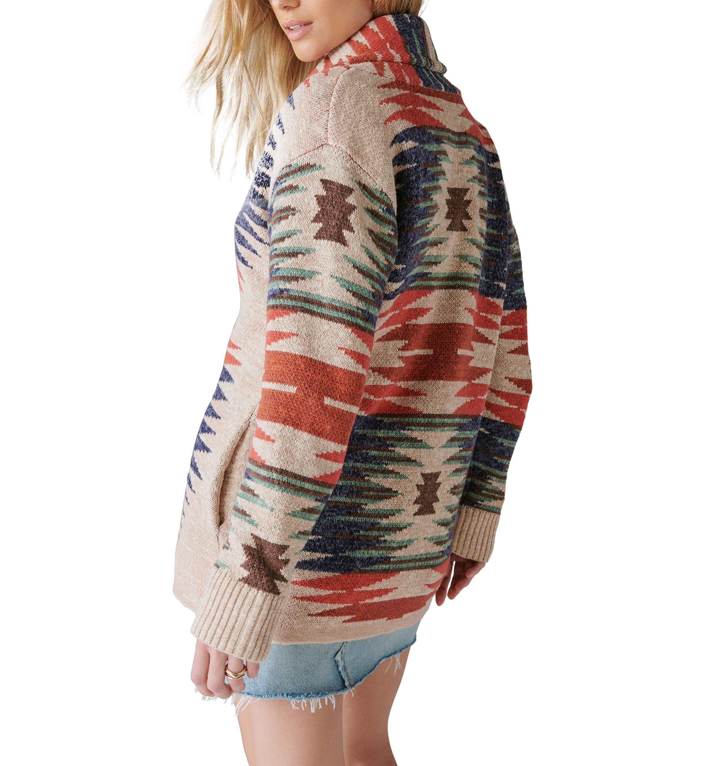 Womens Southwestern Sweater Knit Cardigan