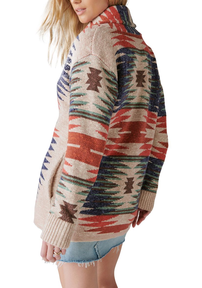 Womens Southwestern Sweater Knit Cardigan