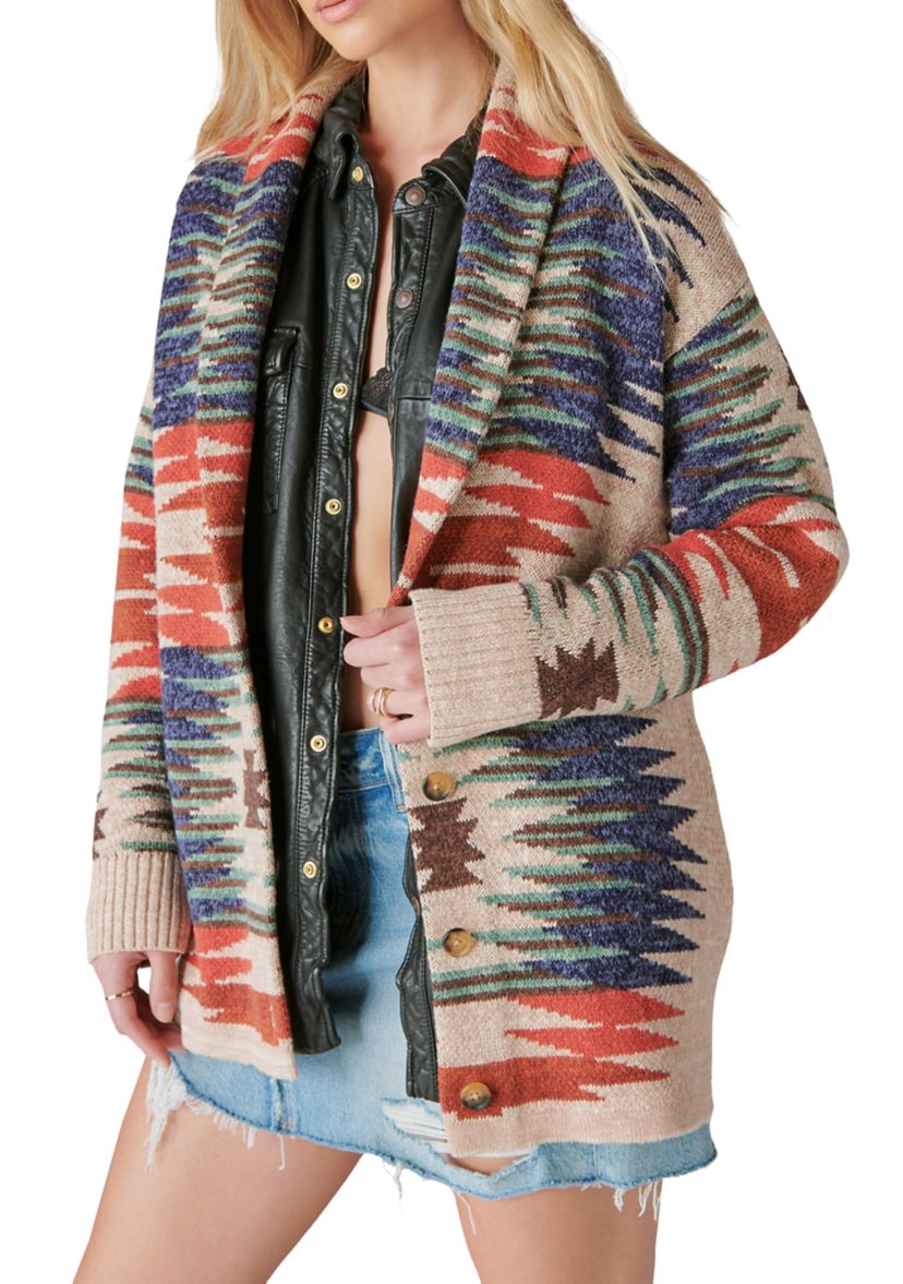 Womens Southwestern Sweater Knit Cardigan