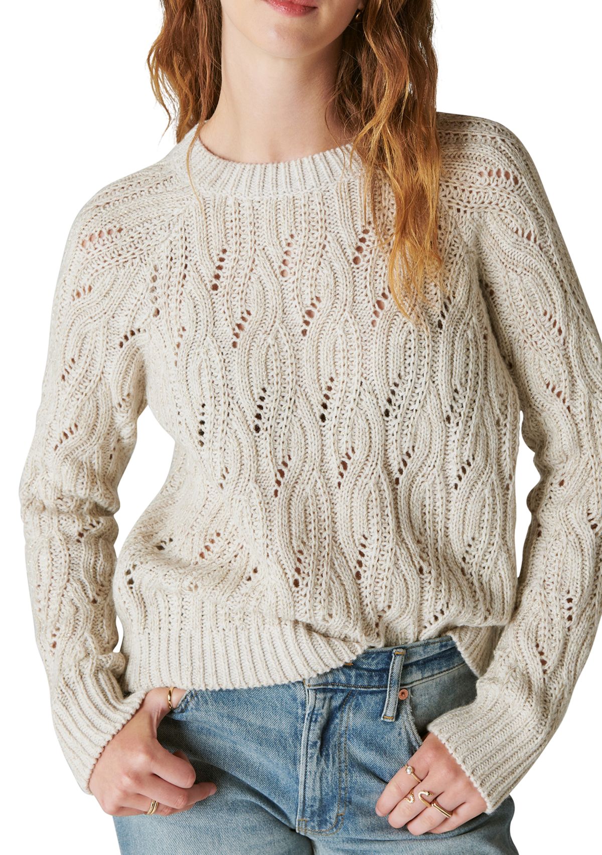 Cable Stitch Shine Pullover Sweater
