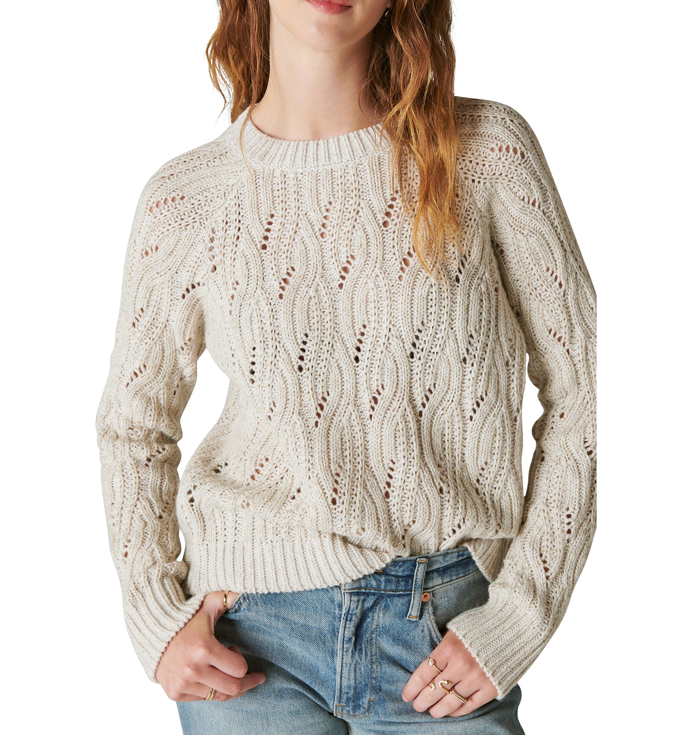 Cable Stitch Shine Pullover Sweater