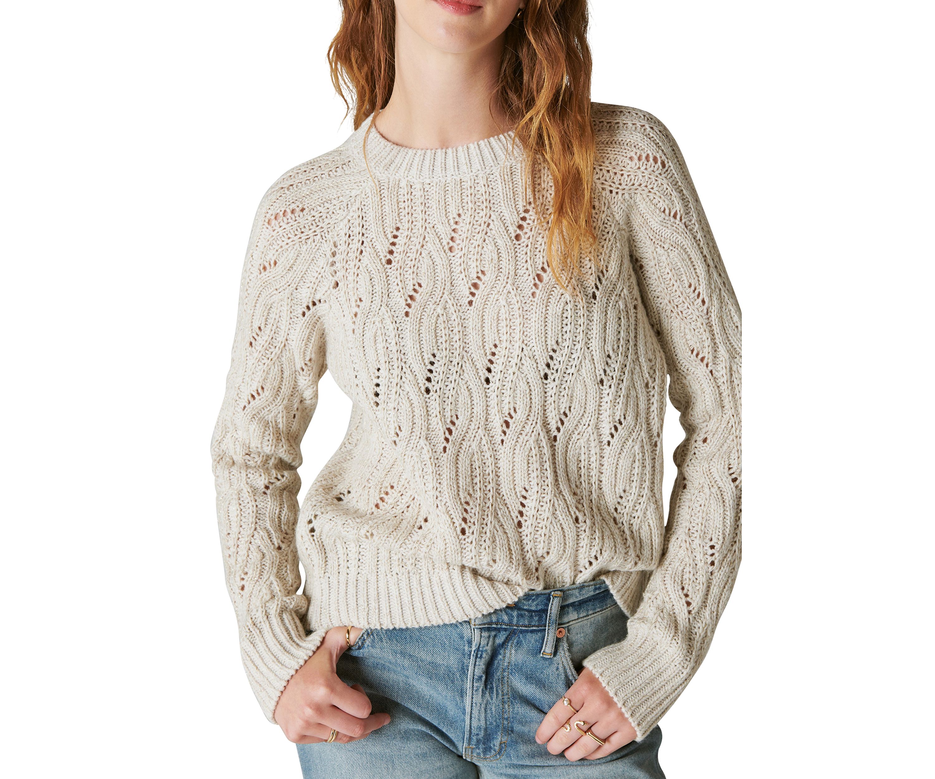 Cable Stitch Shine Pullover Sweater