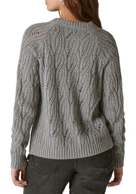 Lucky Brand Womens Pullover Sweater Knitted Long Sleeve Crew Neck Gray –  Goodfair