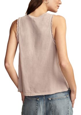 Sleeveless Lace Trim Tank Top