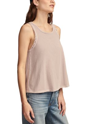 Sleeveless Lace Trim Tank Top