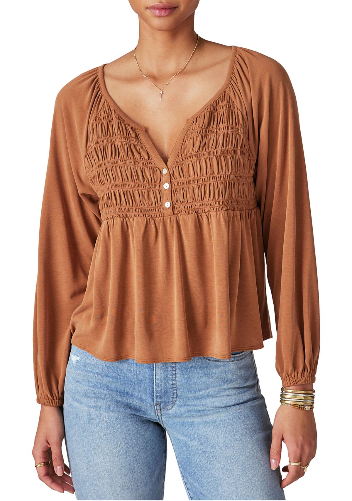 Long Sleeve Smocked Top