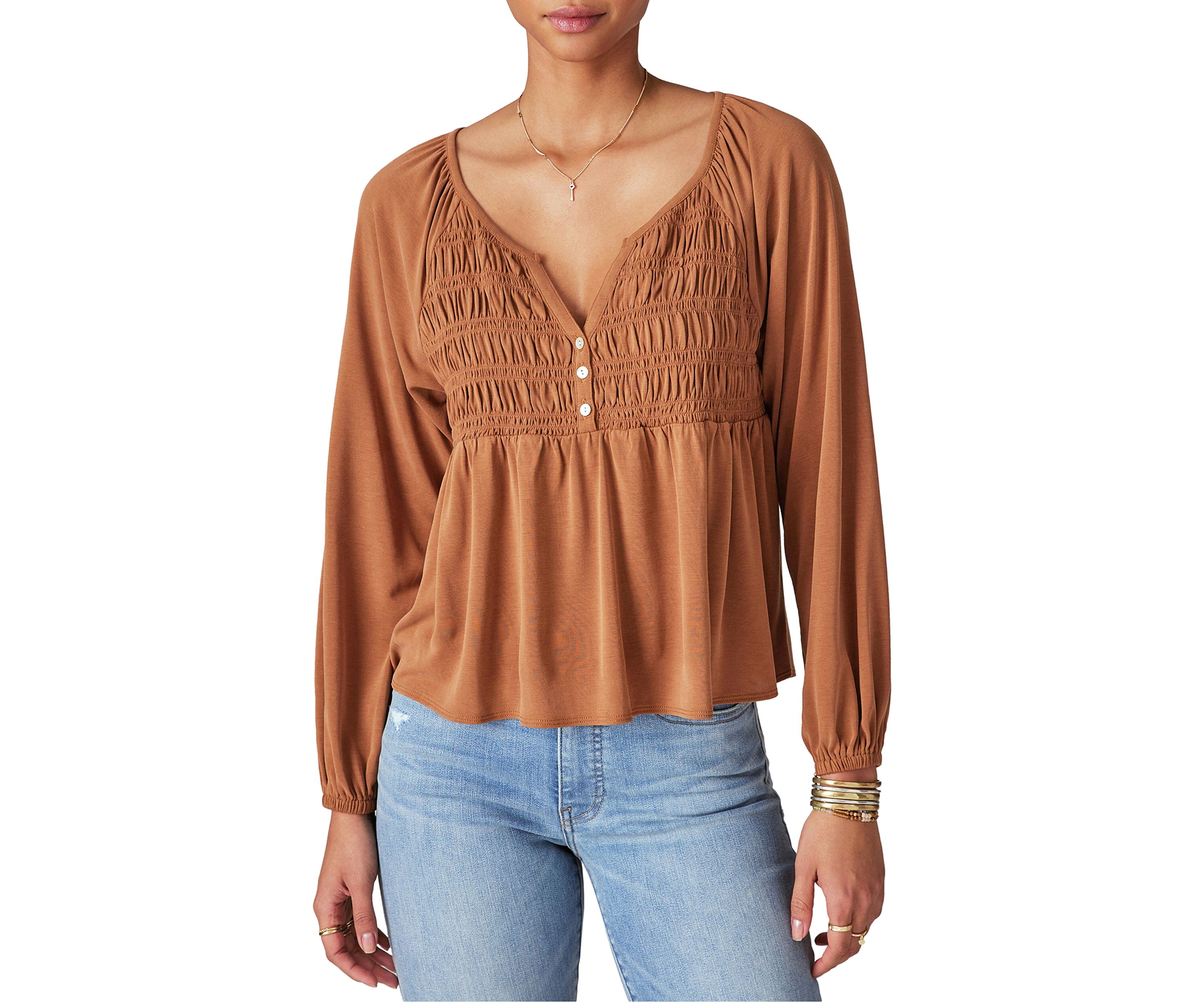 Long Sleeve Smocked Top