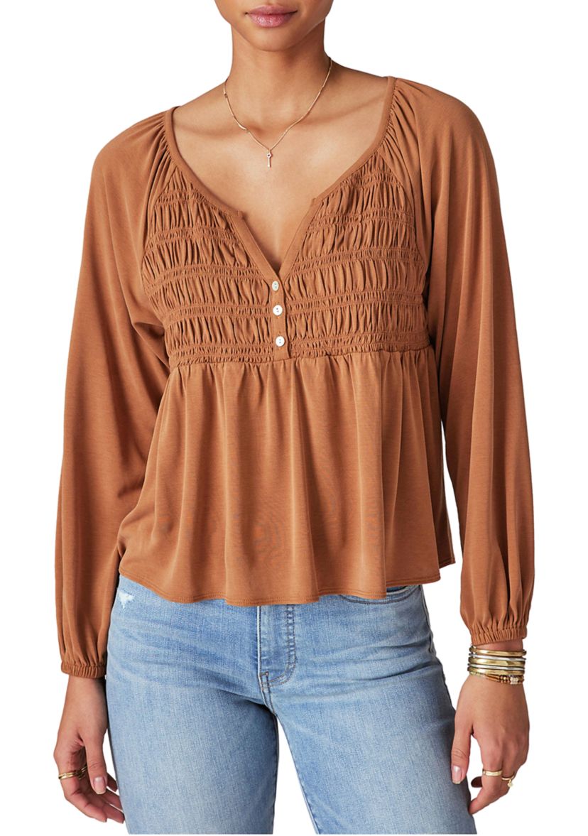 Long Sleeve Smocked Top