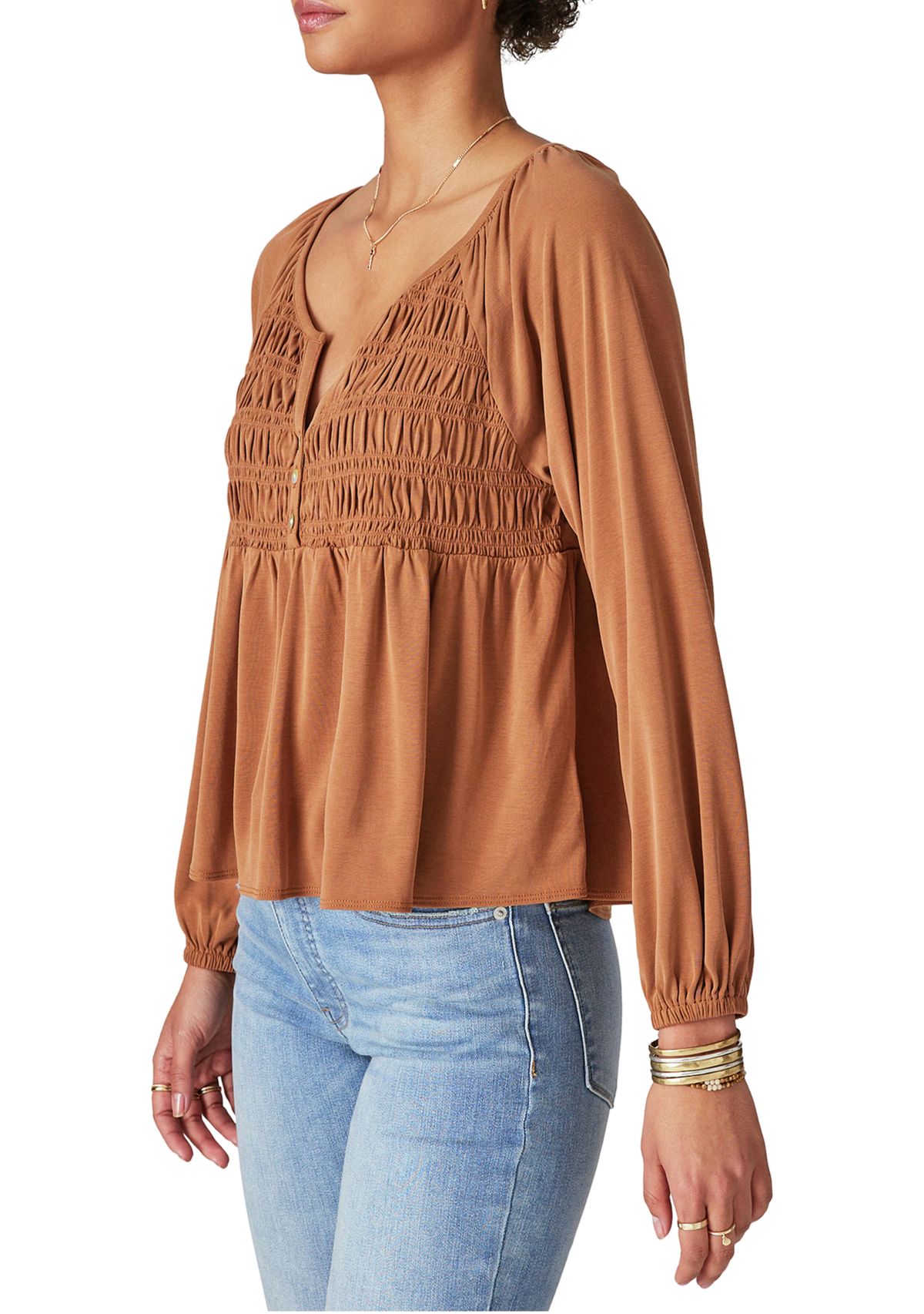 Long Sleeve Smocked Top