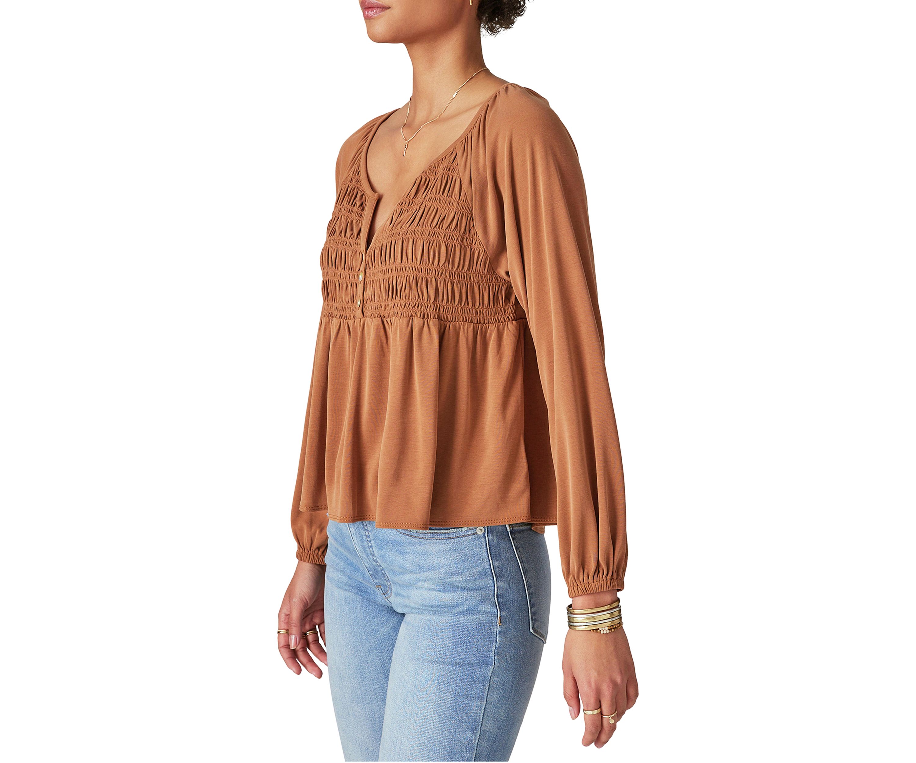 Long Sleeve Smocked Top
