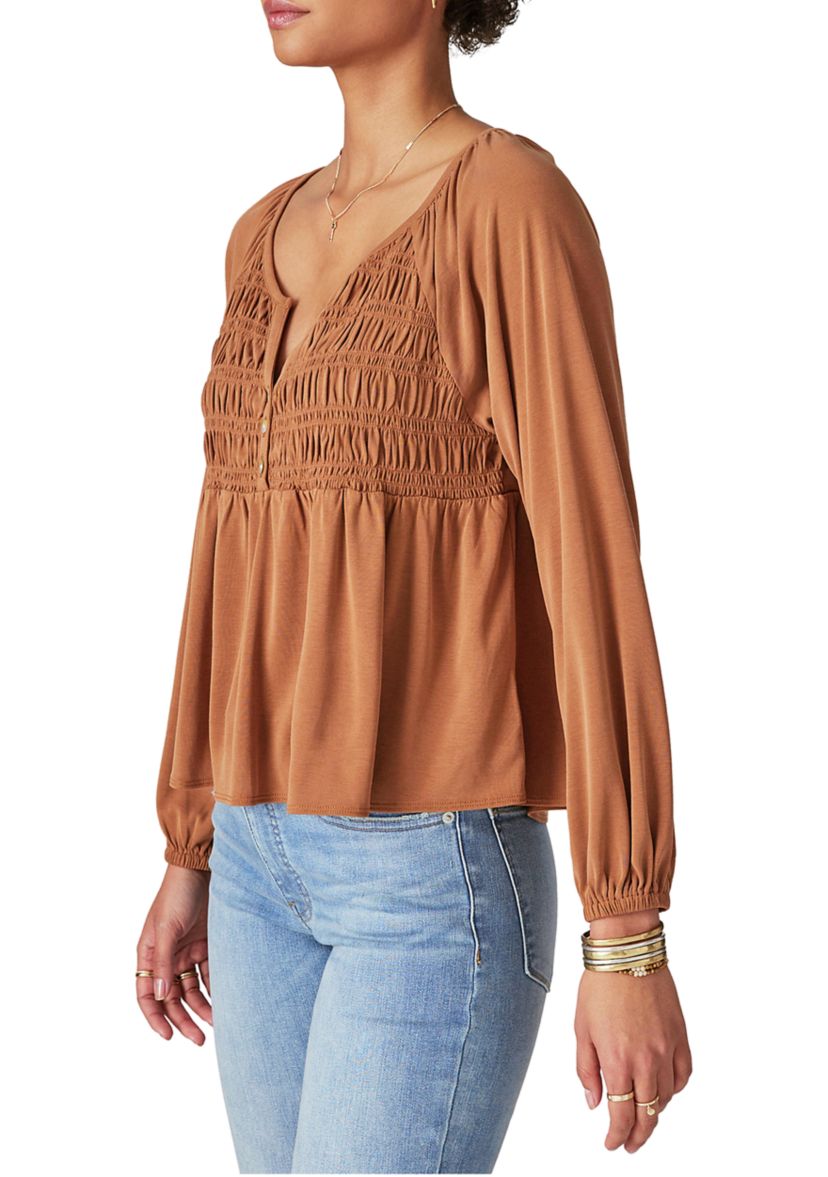 Long Sleeve Smocked Top