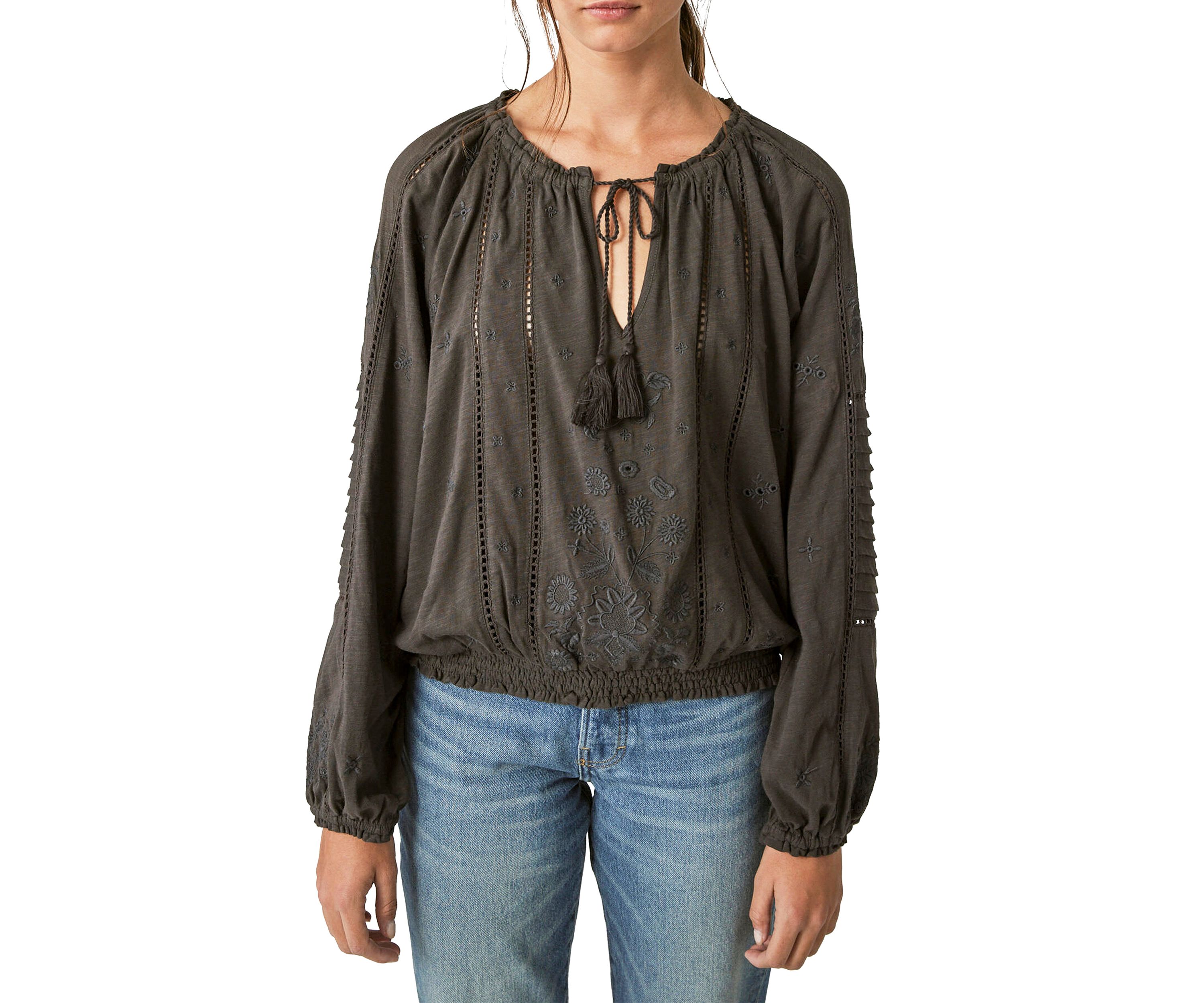 Embroidered Peasant Top